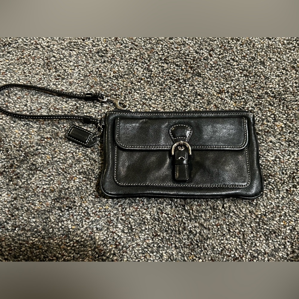 Coach Black Leather Wristlet